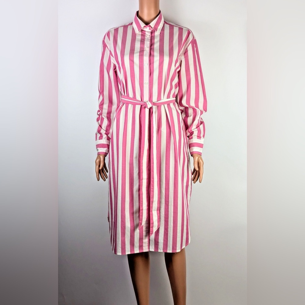 Boden Vibrant Pink and White Striped Blouse